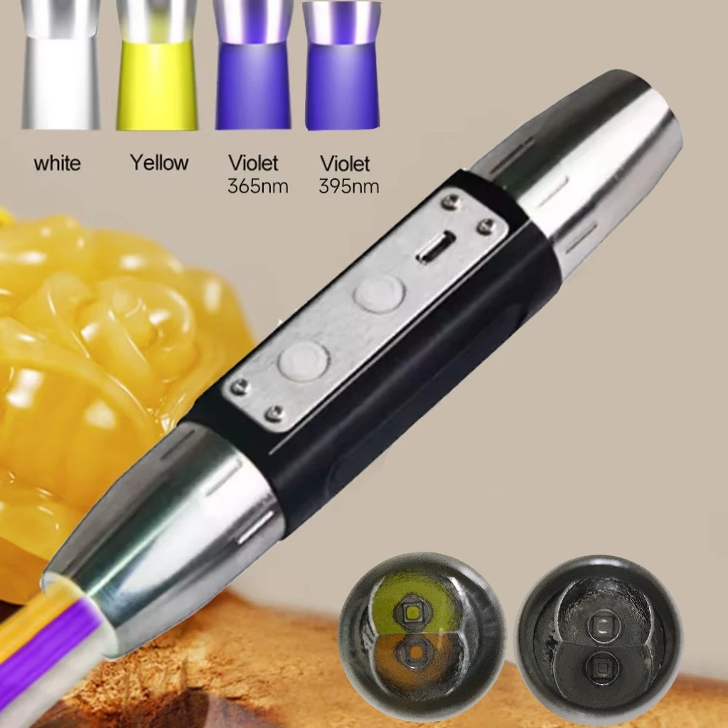Jade 4 in 1 Powerful LED Flashlight Gemstone Amber Jewelry Handy Torch Lamp Rechargeable Torch for Check Money