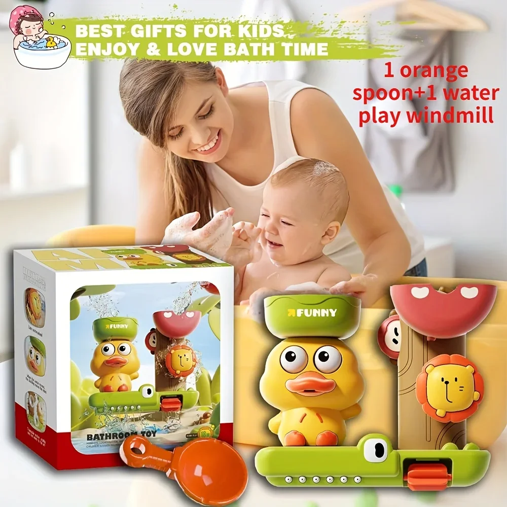 لعبة طاحونة الهواء للعب مائي البطة، رفيق جيد للأطفال للعب في الحمام، وتأتي قطعتين من الملحقات