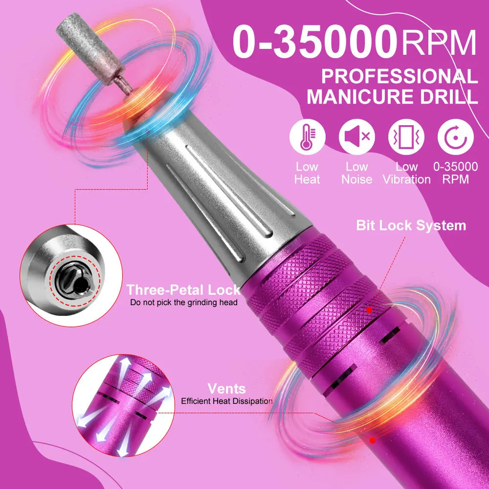 Portable Electric Rechargeable Nail Polish Remover Foot Care Exfoliating Nails Sander for Acrylic Gel Polish Manicure Tools