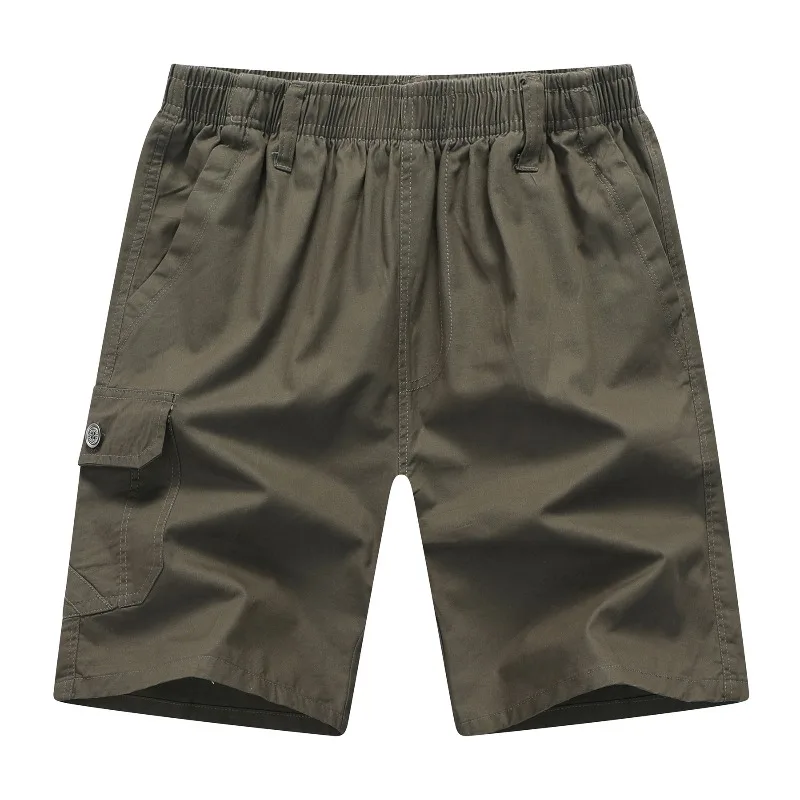 Summer Pockets Solid Men's Elastic High Waist Casual Loose Straight Vacation Sports Trousers Preppy Style Office Lady Shorts