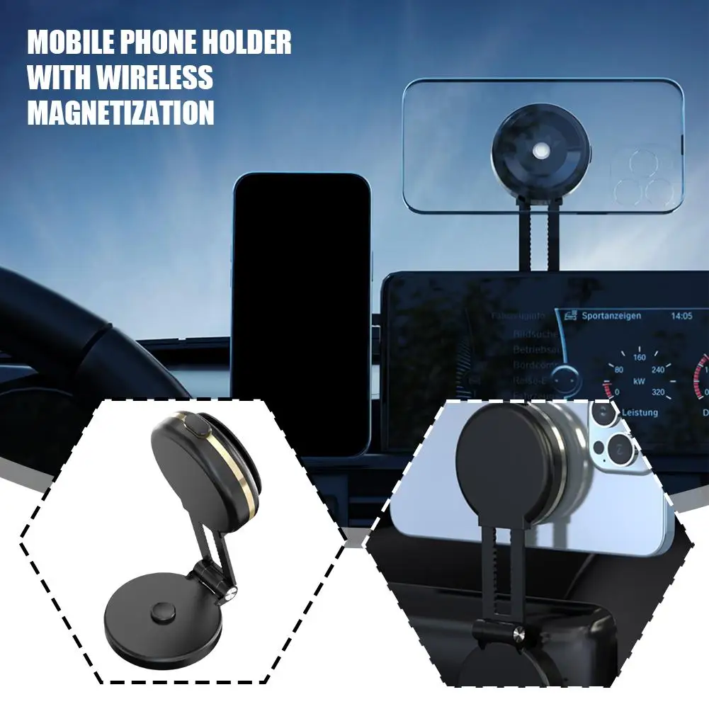 CZ07 Mobile Phone Holder With Wireless Charging Magnetic Suction Double-sided Function Cup Suction Retractable Vacuum S7E7