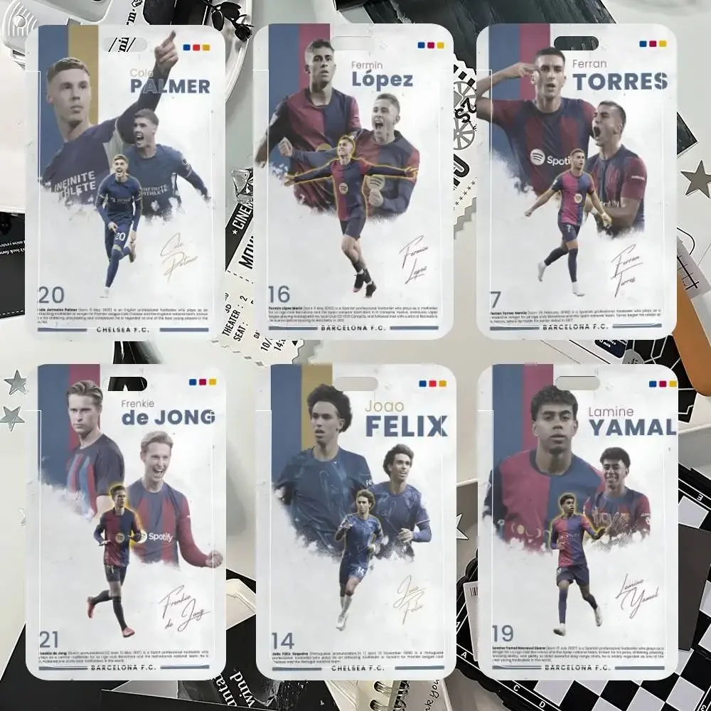 Porta-identificaciones con correa para el cuello, colgante, soporte para credencial de acceso, llavero y credencial de trabajo, con diseño del atleta del Barcelona de fútbol