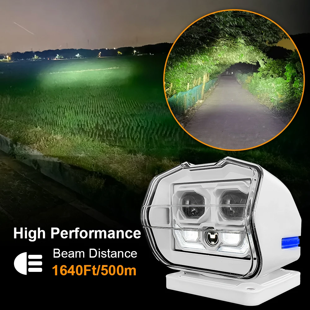 1 Set Rotate Remote Control Search Light with DRL For Fishing Marine Boat High Brightness Off-Road SUV Driving LED Light