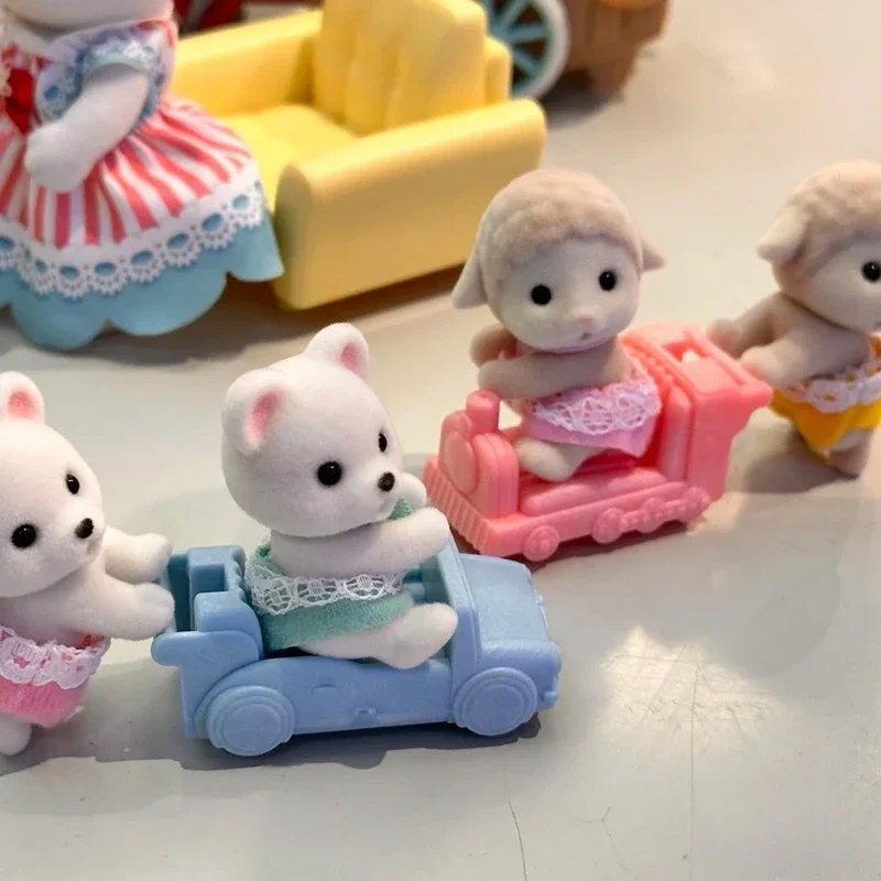 عائلات سيلفانيان سلسلة المفاتيح العمياء اكسسوارات أرقام الأصلي لعبة فتاة ألعاب أطفال للأطفال الأغنام الدب الأبيض التوائم عائلة الغابات #4