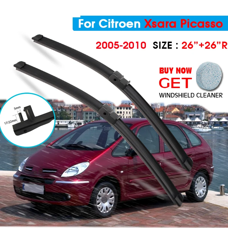 

Car Wiper Blade For Citroen Xsara Picasso 26"+26"R 2005-2010 Auto Windscreen Windshield Wipers Blades Window Wash Fit Side Arms