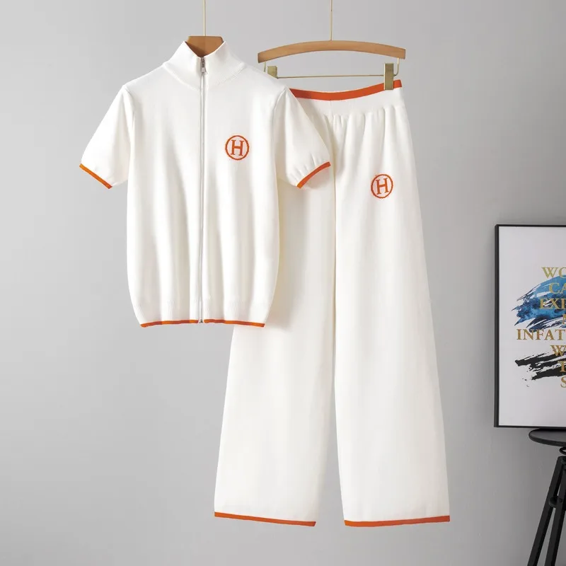 

New Two Piece Outfits for Women Sweater Sets Knit Lounge Set Zipper Tops and High Waisted Pants 2 PCS Casual Sweatsuit