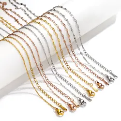 5pcs Stainless Steel 40+5 Adjustable Plated PVD 18K Gold Flat Cable Woman Fine Cuba Chain Adjustable Necklace for Bulk Wholesale
