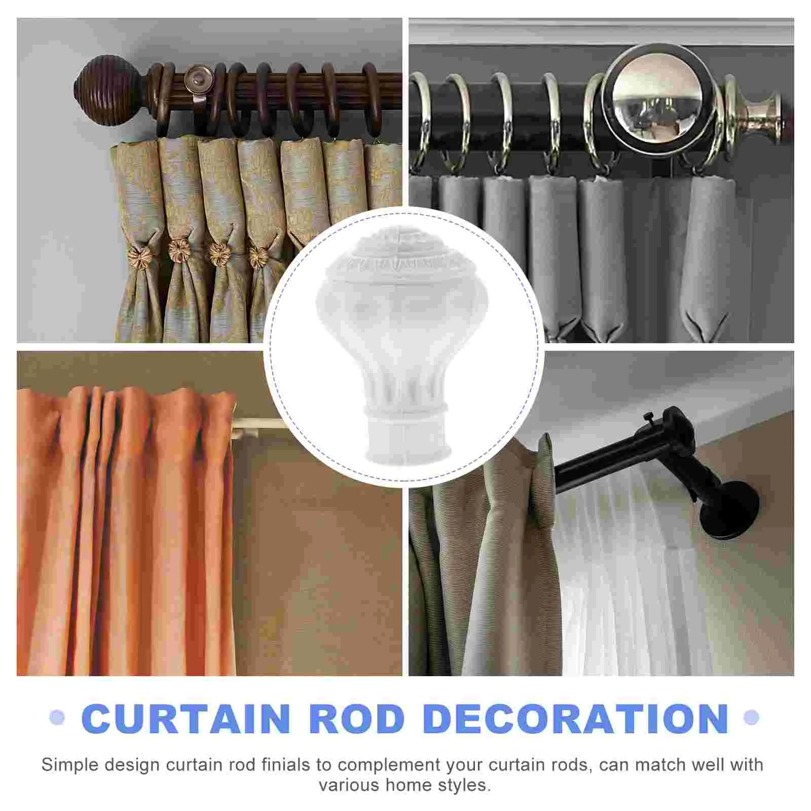 12 Pcs Roman Club Head Accessories Finials For Curtain Rod Final End Caps Plug Decor Rail Plugs Pole Ends