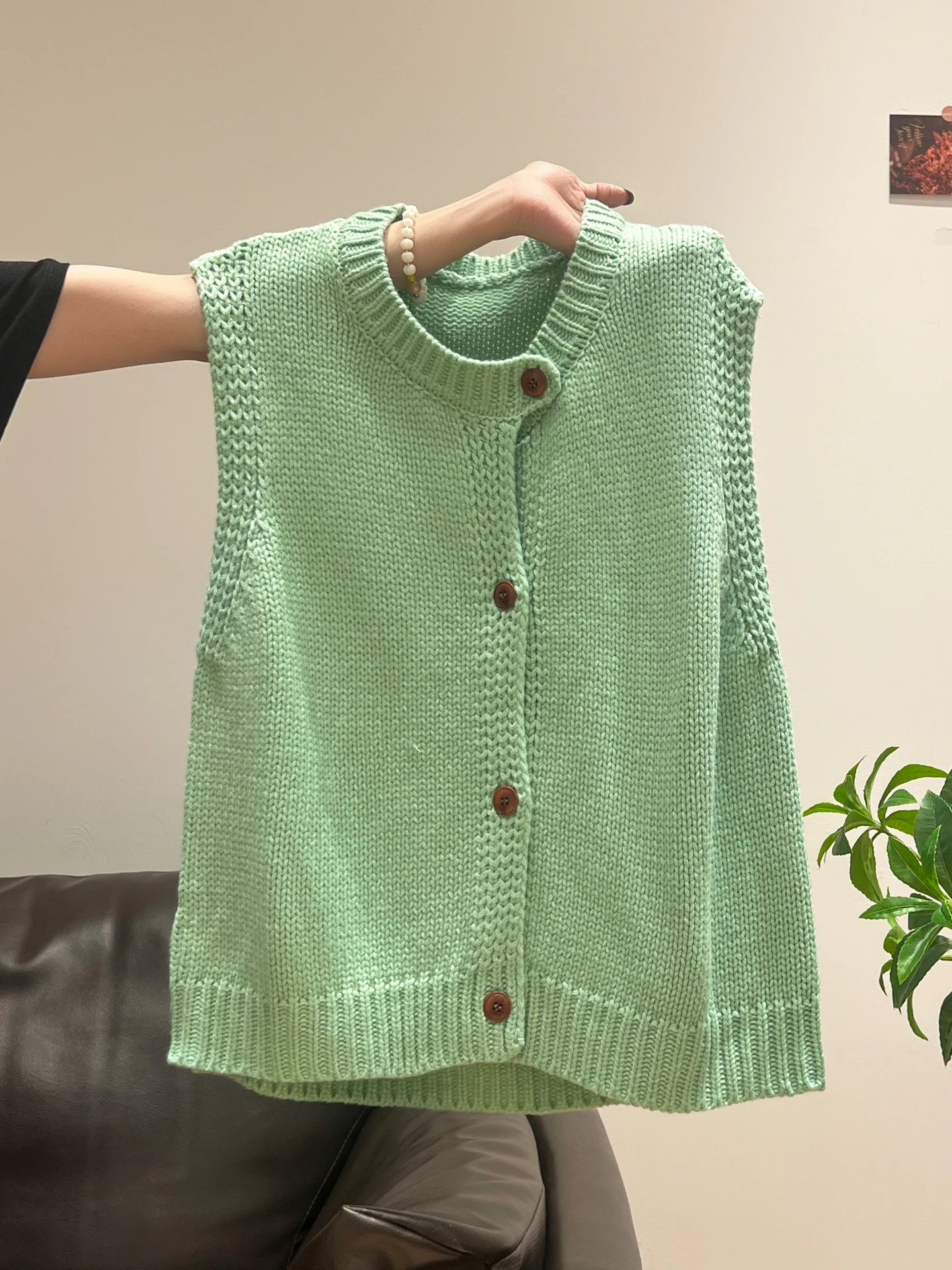 Ele round Ne Svel Gilet lavorato a maglia da donna Vestibilità ampia Autunno Inverno Stratificazione Sle Top casual allentato