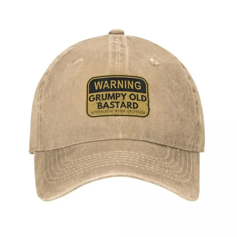 Warning Grumpy Old Bastard Approach Men Women Baseball Caps Funny Caution Distressed Washed Outdoor Adjustable Fit Snapback Hat