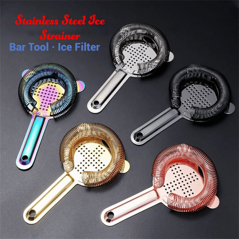 304 Stainless Steel Cocktail Strainer Removable Spring Professional Drink Strainer Filter Ice-blocking Bar Strainer Home