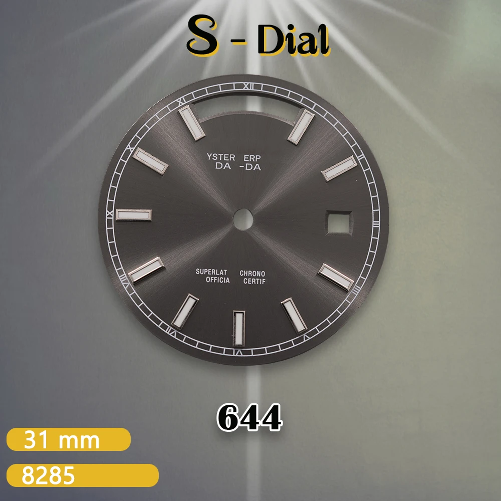 31mm S Logo Grey Log Dial Suitable For 8285 Movement Green Luminous Quality Delicate Watch Modification Accessories tools