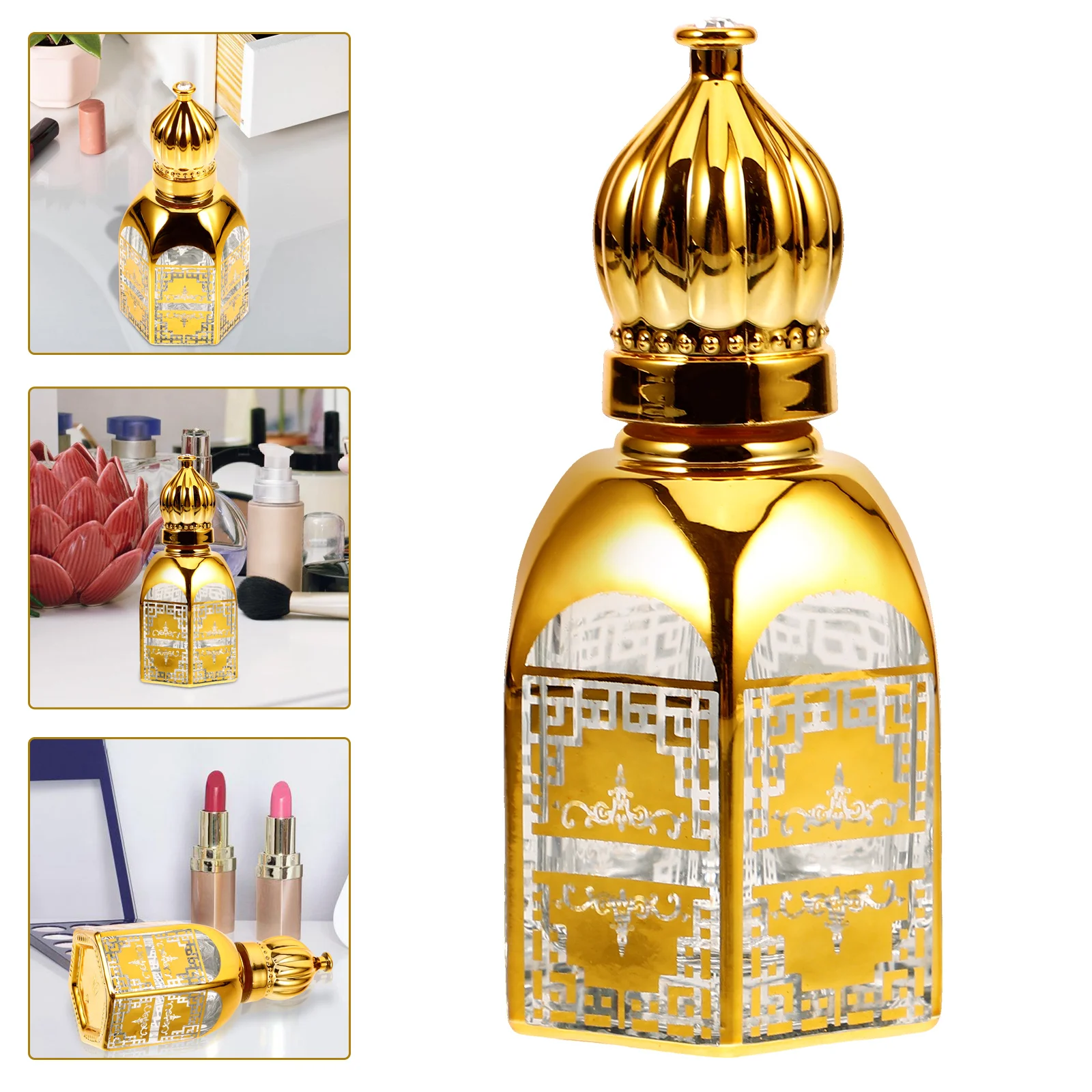 17ml詰め替え可能な香水ボトル、空のローラーコンテナ、エッセンシャルオイル用ガラスサンプルボトル、旅行に便利なコンパクトサイズ