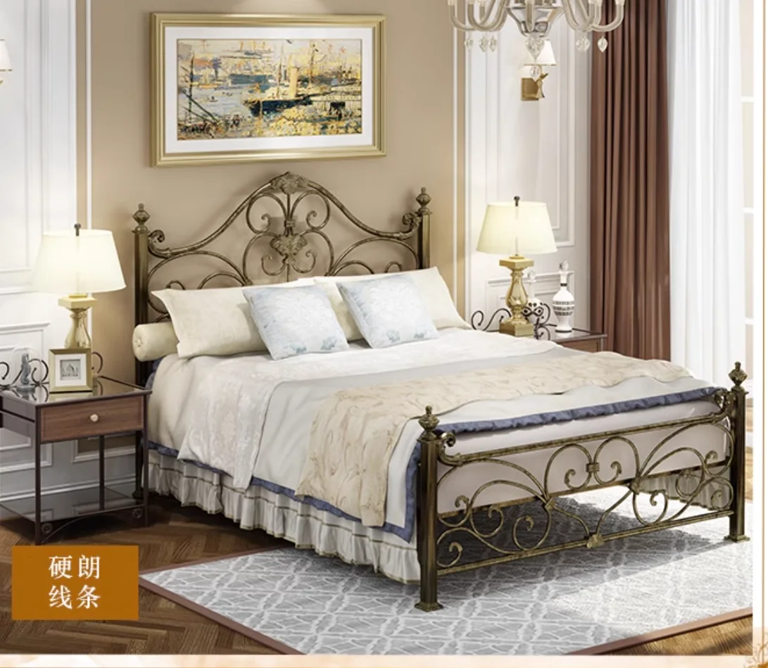 Wrought Iron Bed European Princess Vintage Bed Iron Frame Sheet Person Double Classic 1.5m 1.8m