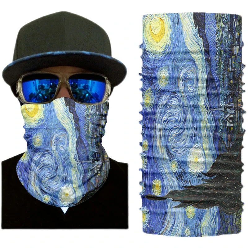 Van Gogh Oil Painting Cycling Balaclava Outdoor Fishing Sports High Elastic Seamless Bandana Face Shield Neck Buff Men Scarf