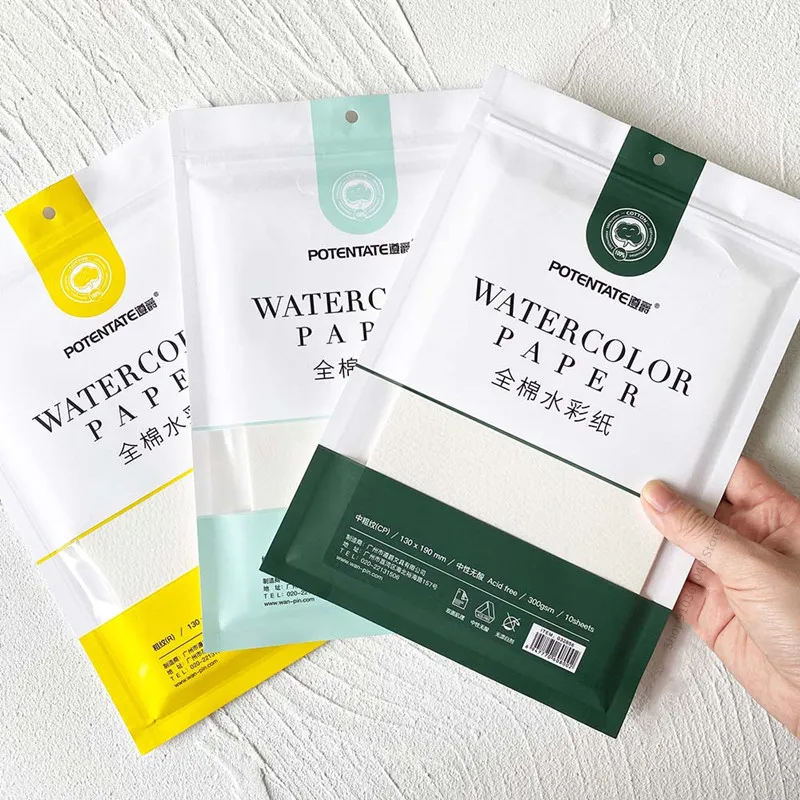 100% Cotton Watercolor Paper 300g Cotton Pulp Fine/Medium Coarse Texture Medium White Acid-Free Watercolor Paper Art Supplies