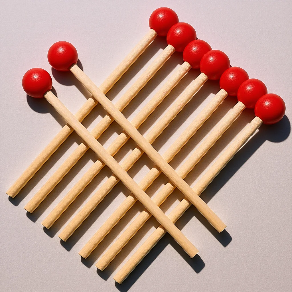 12 قطعة من أعواد الطبل الخشبية بتصميم متوازن، مستلزمات أدوات الإيقاع للبالغين هدية باللون الأحمر