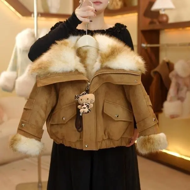 Girls Jackets Children Elegant Fur Collar Coats Kids Coats Toddler Autumn Winter Clothes 2-6Y Fashion Warm