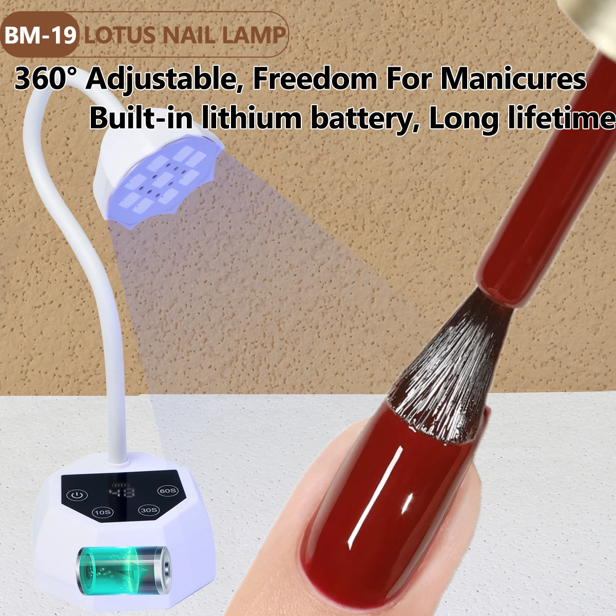 المهنية BM-19 قابلة للشحن الأشعة فوق البنفسجية LED مسمار مصباح، التجفيف السريع المحمولة السيارات الاستشعار ضوء ل هلام مسمار نصائح الغراء وعلاج الماس