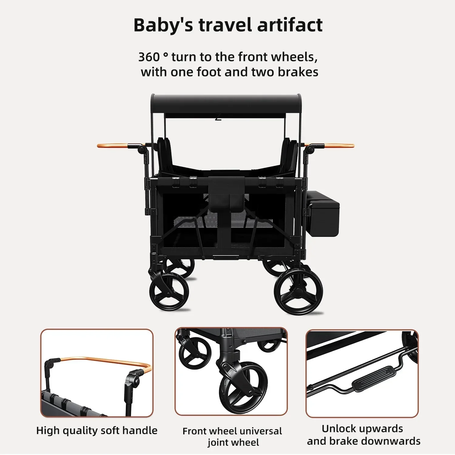 Mountain bike, extended baby stroller, reclining, quadruplets, second-child artifact, campervan for four people