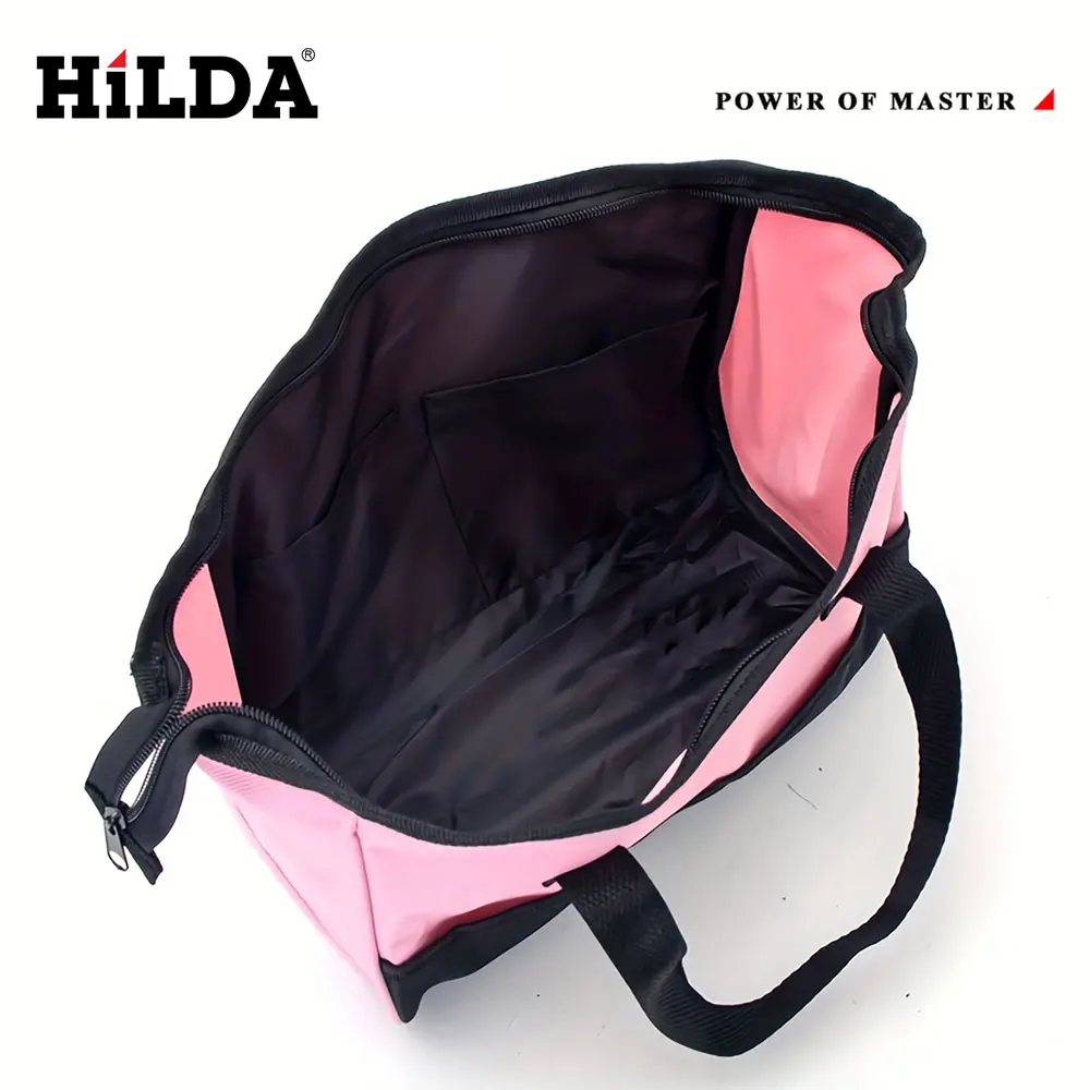 HILDA Pink Tool Bag Multi Functional Maintenance Electrician Shoulder Bag Large Capacity Oxford Canvas Storage and Organization