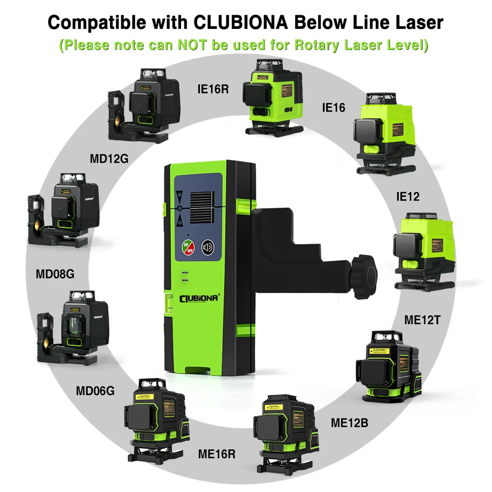 Clubiona 50M Outdoor Pulse Mode Red or Green beam Line Laser Level Vertical And Horizontal Laser Detector or Receiver