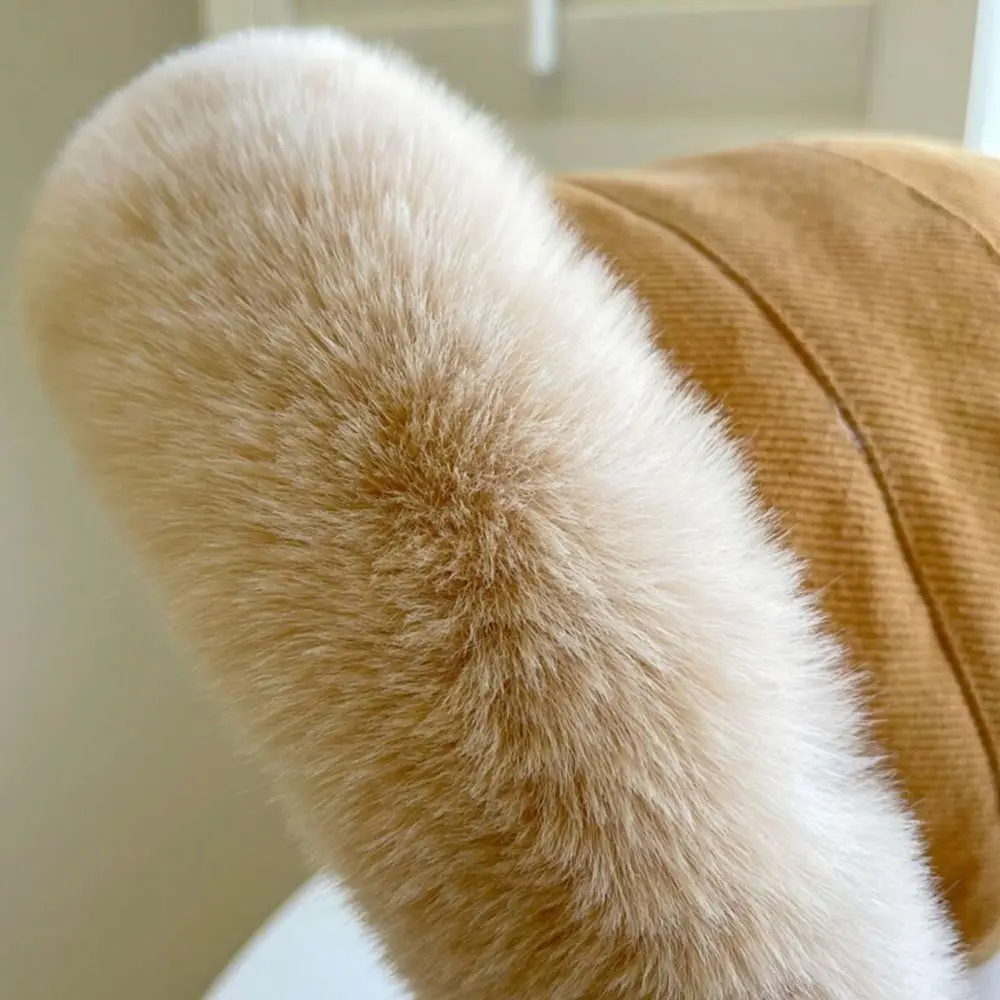 في الهواء الطلق فو الفراء أفخم قبعة بحافة بالإضافة إلى المخملية الدافئة بنما قبعة الشتاء لينة صياد قبعة المرأة