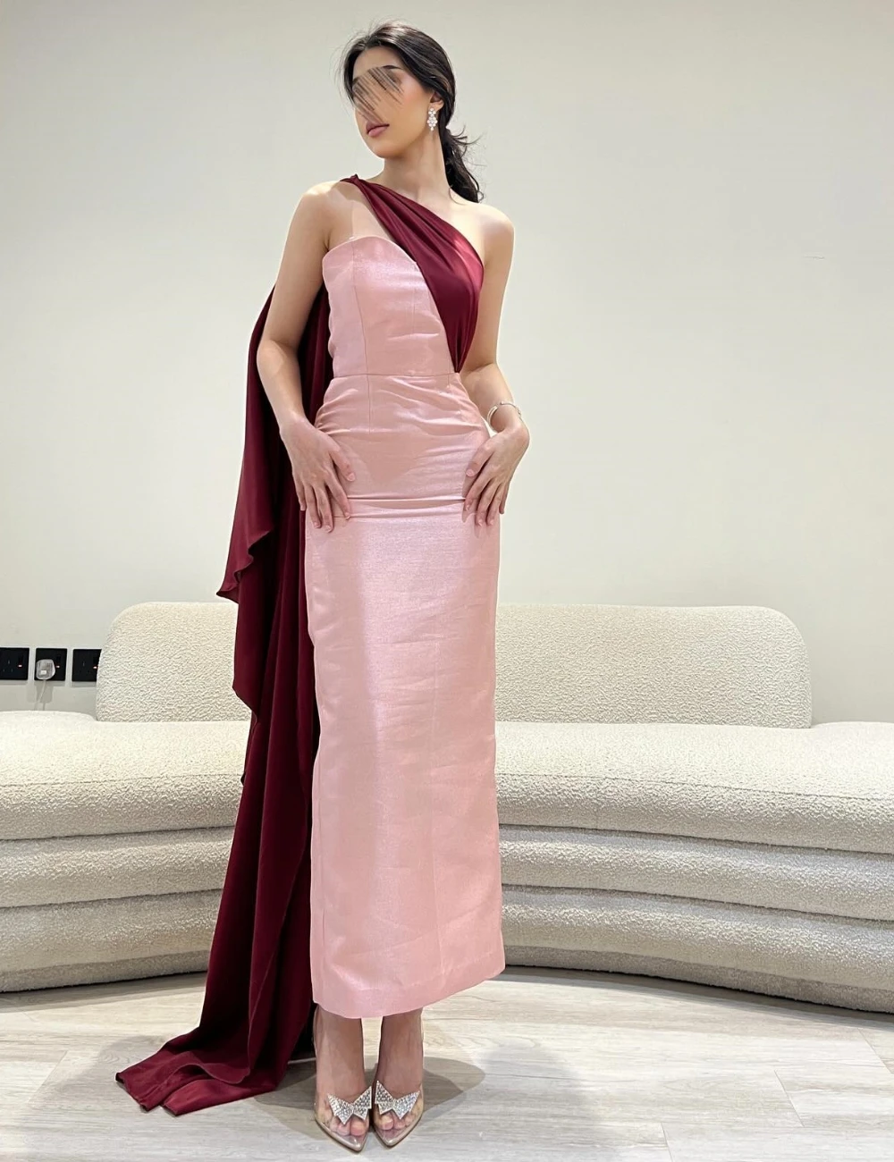 

Customized Exquisite Pleat Straight One-shoulder Midi Dresses Homecoming High Quality Sexy Sparkle Sizes Available Intricate