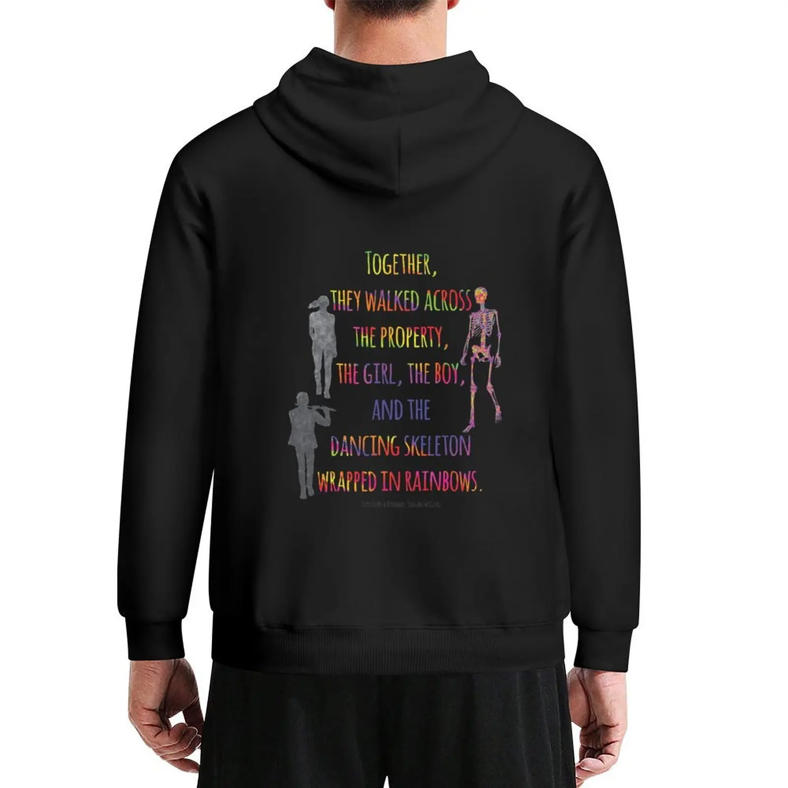 

Dancing Skeleton Wrapped In Rainbows Hoodie autumn jacket men men wear autumn clothes graphic t shirts men designer hoodies