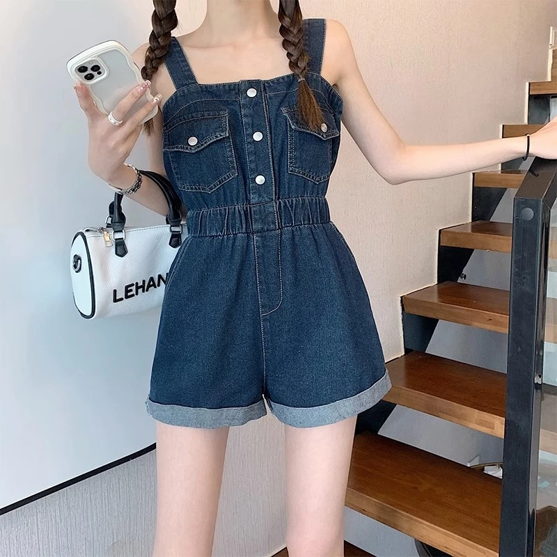 Retro rolled denim back pants female summer new single-breasted high-waisted design sense of waist thin work pants sub