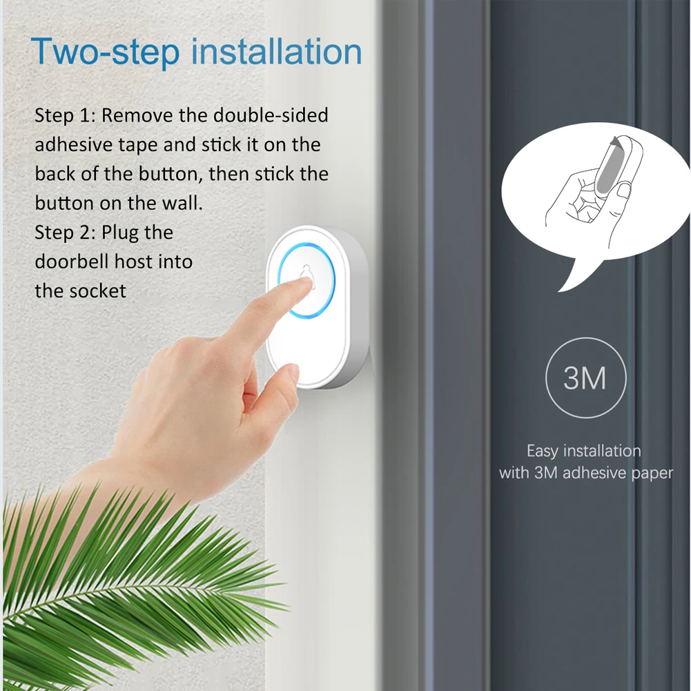 ACJ-timbre inteligente TUYA con Wifi, timbre de puerta de bienvenida a casa, 433MHz, alarma de seguridad, aplicación de Control remoto, casa inteligente inalámbrica