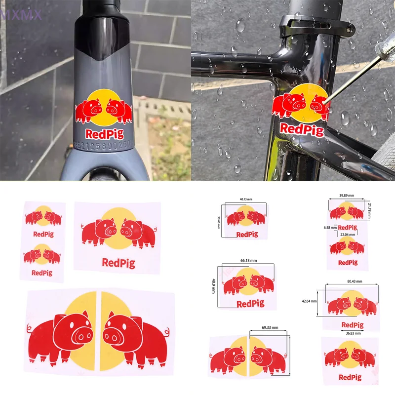 {MX} Lustige rote Schwein Fahrrad Vorderradgabel Oberrohr Aufkleber MTB Fahrrad Lenker Helm Aufkleber Radfahren Team dekorative Aufkleber