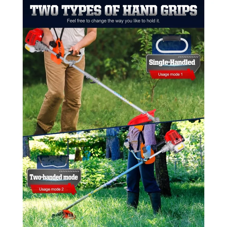 قاطع فرشاة آكل الأعشاب الغاز 3in1 52cc أداة تشذيب سلسلة شديدة التحمل لفرشاة كبيرة الحجم منخفضة الاهتزاز للأعشاب مع Sh قابل للفصل