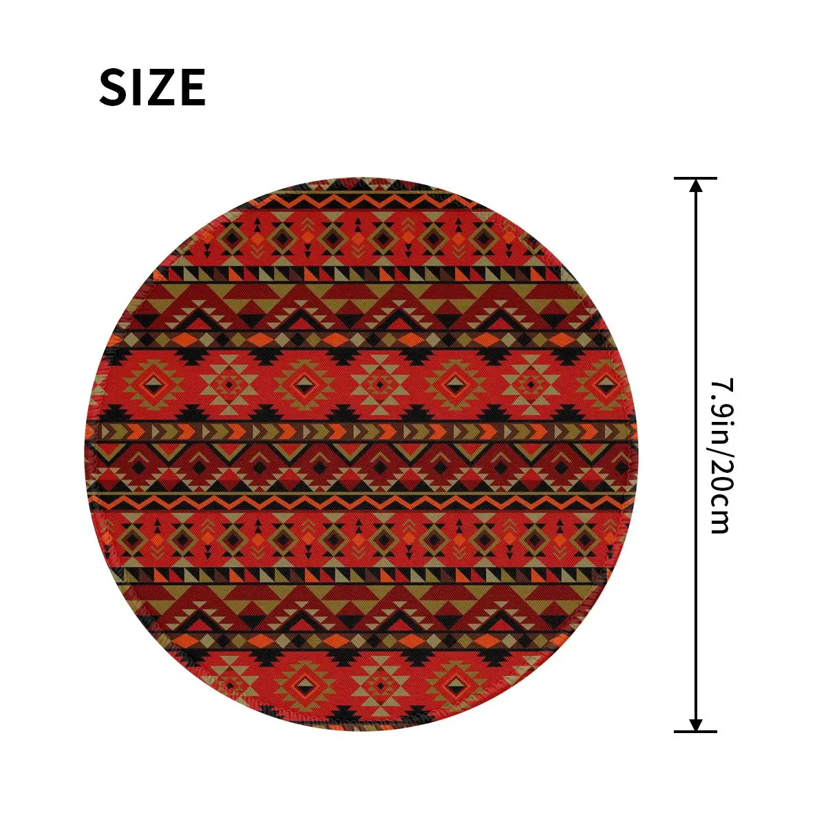 Vintage Ethnic Mouse Pad Red Aztec Print Cute Round Mousepad Graphic Anti-Slip Great Quality Mouse Mats For Laptop PC MacBook