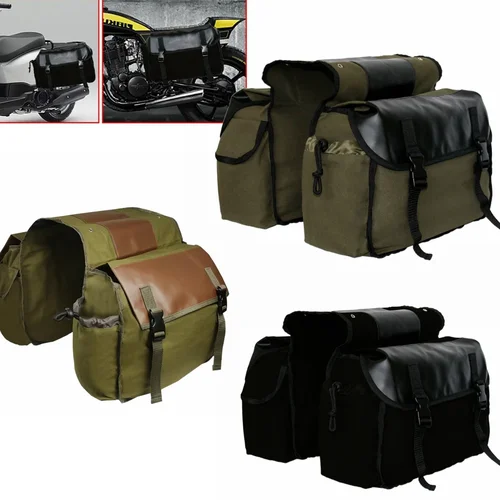Alforja para motocicleta, bolsas de equipaje, bolsa de almacenamiento de lona impermeable para Honda shadow para Suzuki dr 650