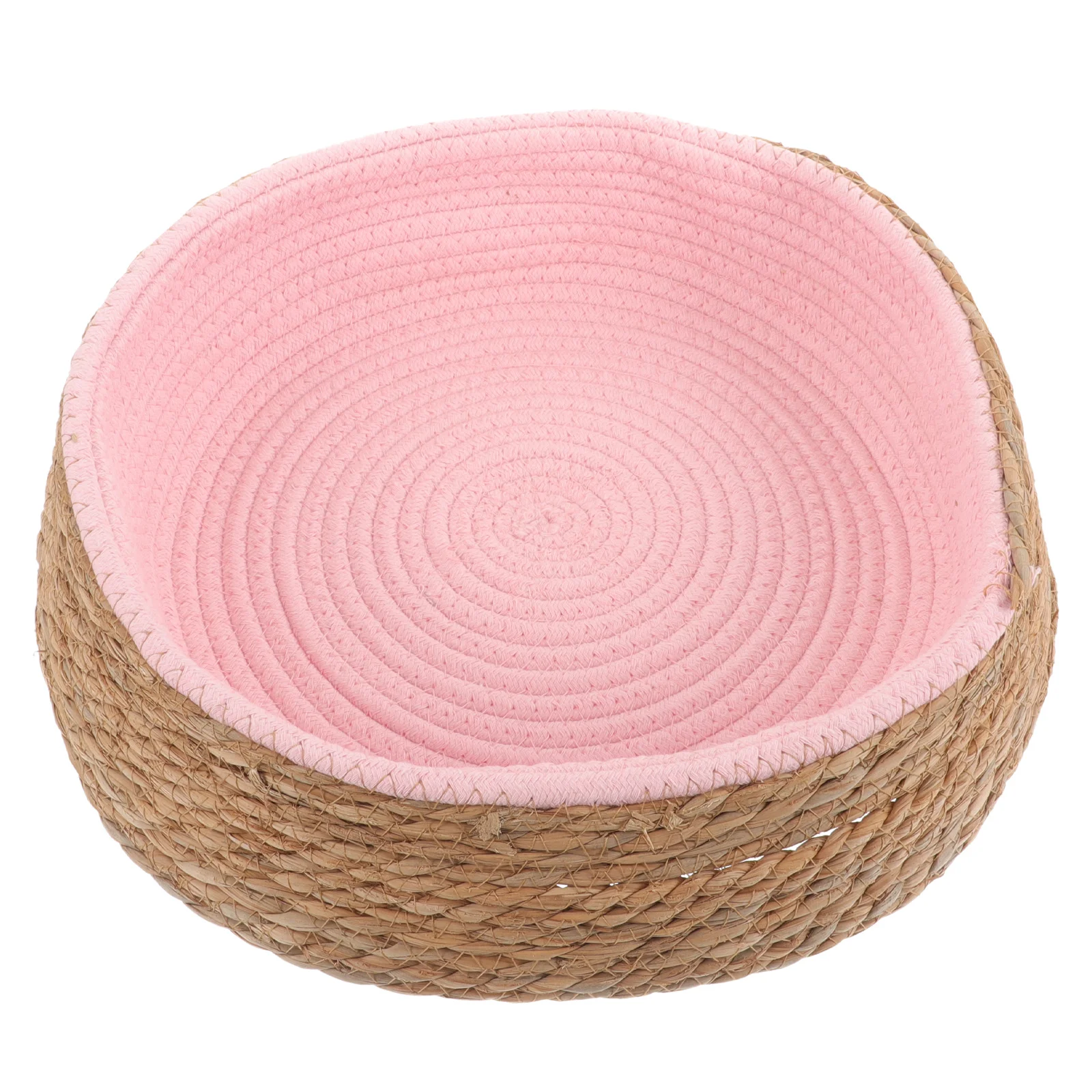 

Natural Braided Wicker Dog Bed Durable Pet Nest Round Shape Cozy Comfortable Sleeping Pad for Small Dogs Cats Puppy Rest Cushion