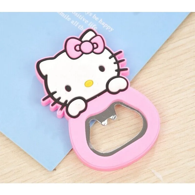 New Hello Kitty Cartoon Bottle Opener Cute Silicone Home Refrigerator Sticker Furniture Decoration Women Accessories Wholesele