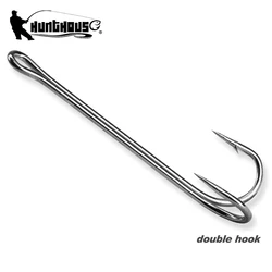 HuntHouse fishing double hook Stainless Steel weedless winter 3/0 2/0 1/0 1# 2# 4# 6 super sharp for saltwater Fish tackle