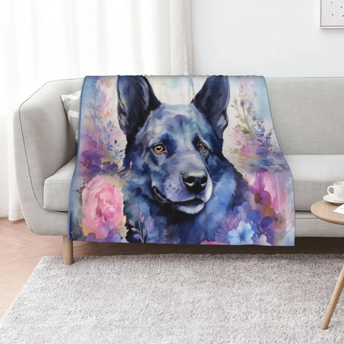 

beautiful Australian Kelpie herding dog dog art Throw Blanket wednesday Plaid on the sofa Beach Plaid Blankets