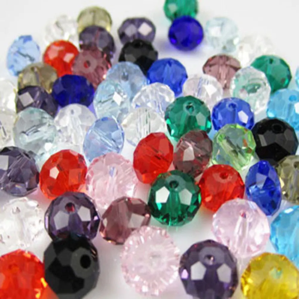 150Pcs Smooth Polished Glass Faceted Beads 3x4mm White for Adults Jewelry Crafting Bracelet Necklace Lamp Decor