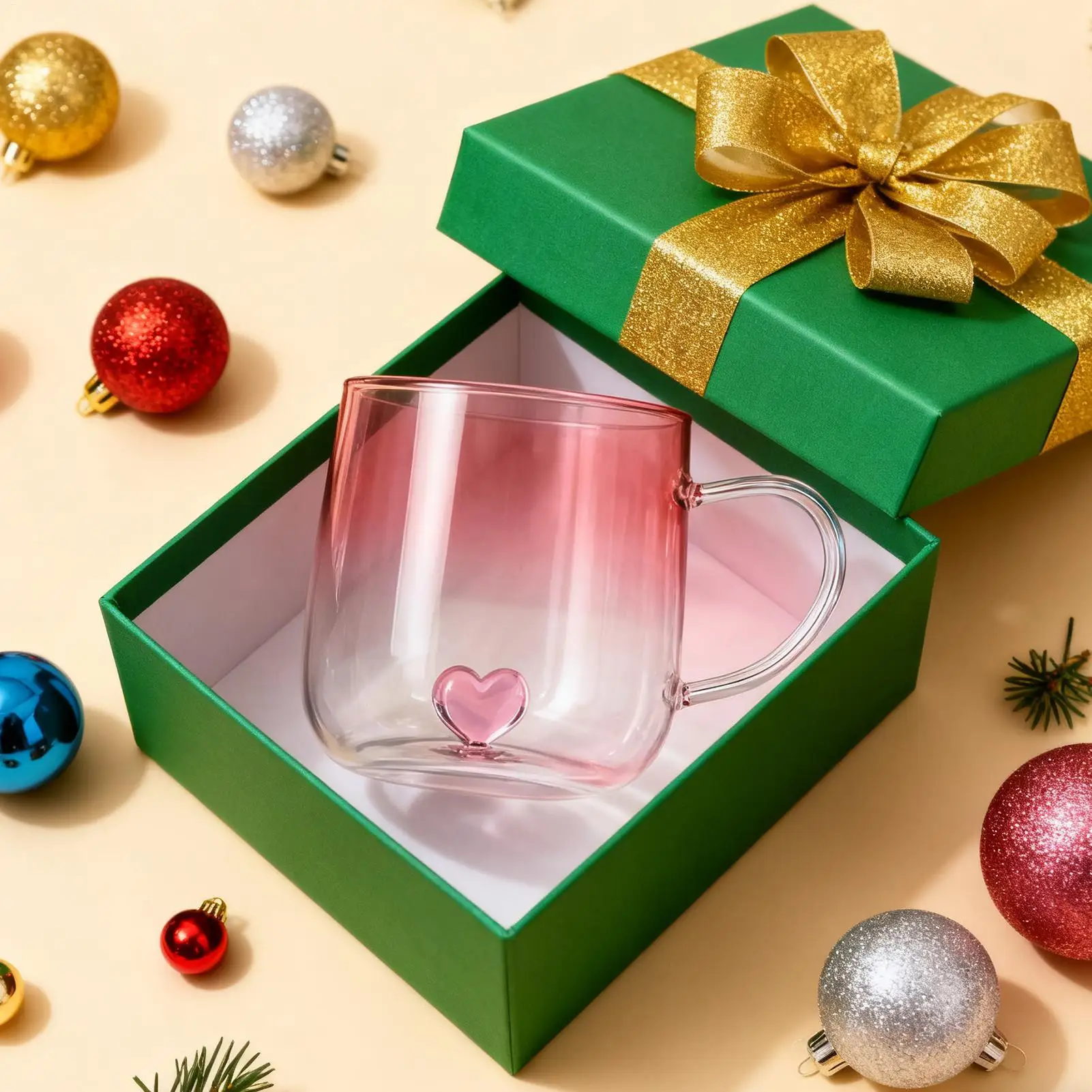 

Glass Coffee Mugs Gradient Colors Glass Cup Couple's Heartwarming Cup Heart-Shaped Milk Glass Juice Cup Lover Coffee Cup