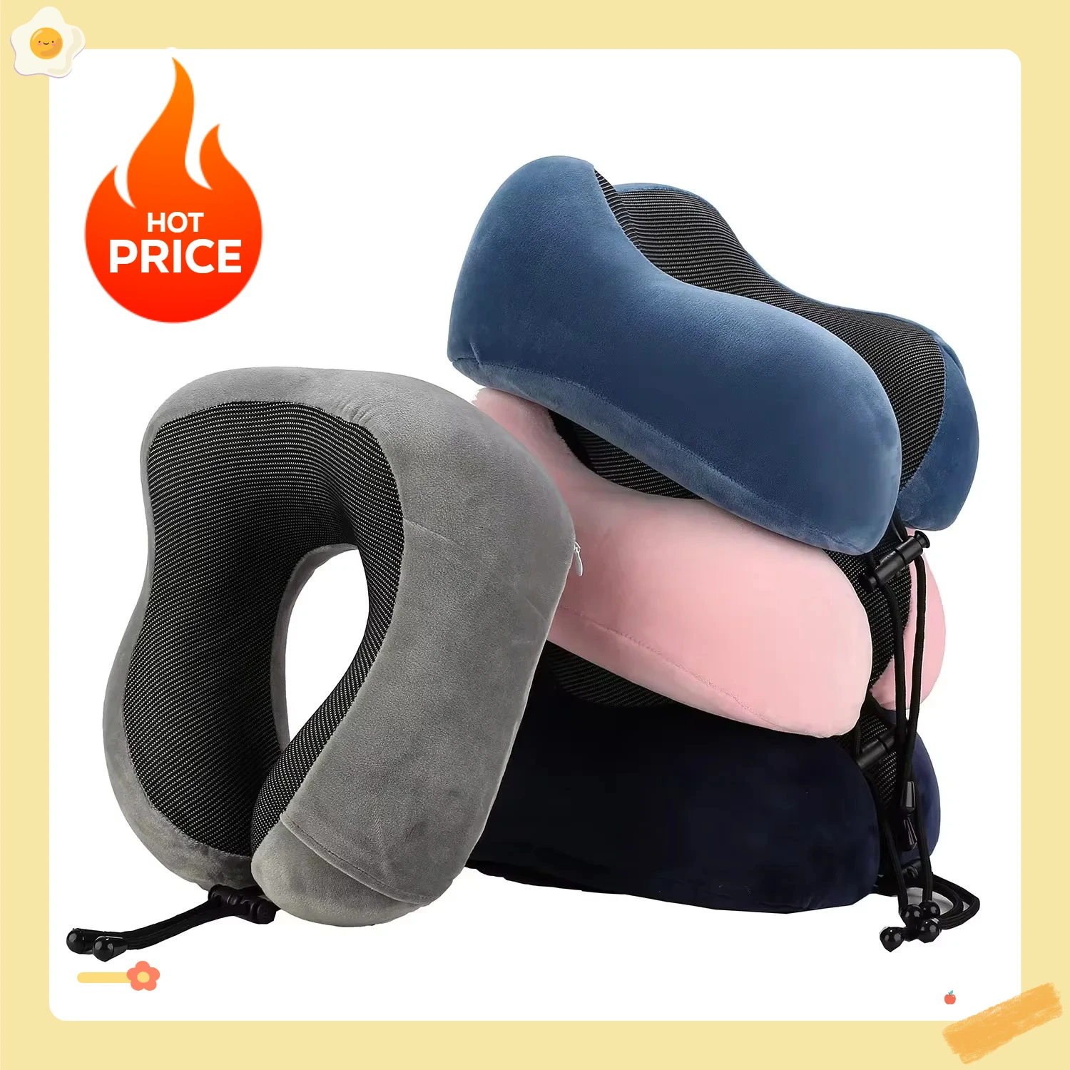 وسادة رقبة جديدة على شكل حرف U من إسفنج الذاكرة رفيق سفر ناعم مع ميزة التدليك مثالية لسيارة الطائرة ودعم عنق الرحم