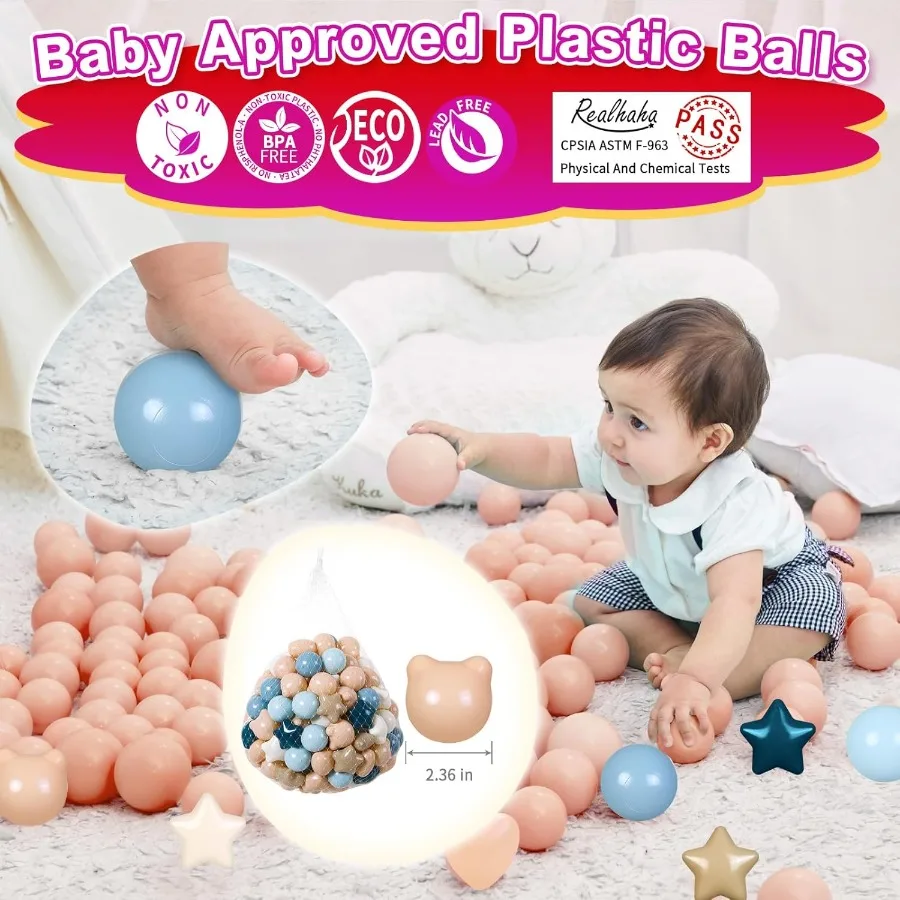 Star Ball Pit Ball Balls com formato de urso e coração, para bebês, crianças, cercadinho, piscina, filhote de cachorro, cachorro, gato, 50 peças