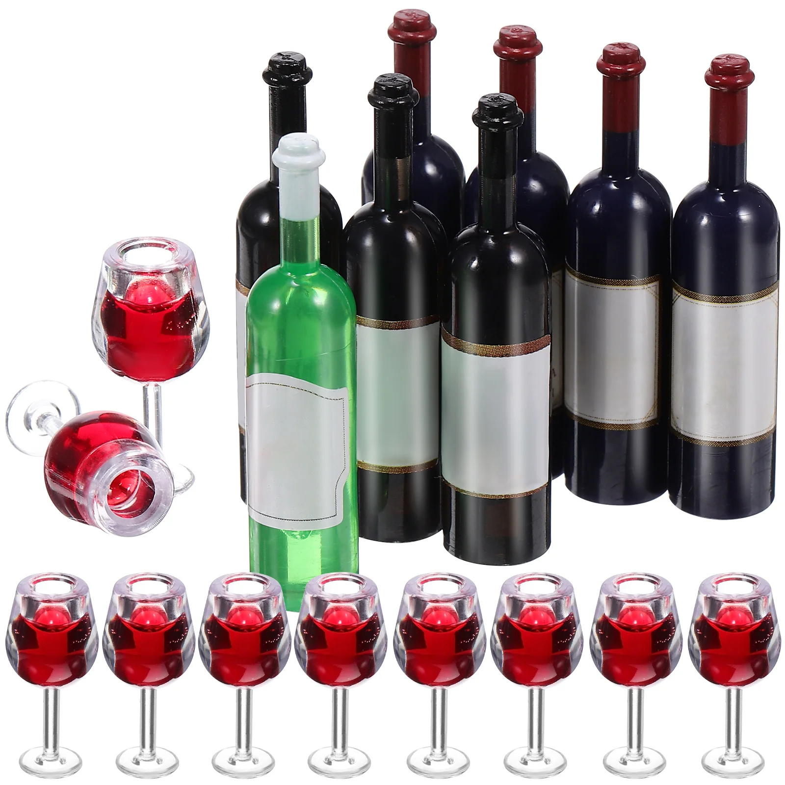 

VICASKY 1:12 мини-коктейльный набор для кукольного домика, 18 шт., бокалы для вина, бутылка, кухонный декор на день рождения, аксессуары для красных напитков