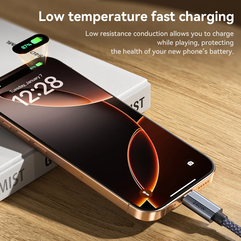 HOCO 240W USB C to C Cable PD3.1 Fast Charging For Macbook Pro Laptop 48V5A PD Wired Cord For Sasmusng S23 S24 Type C Data Cable