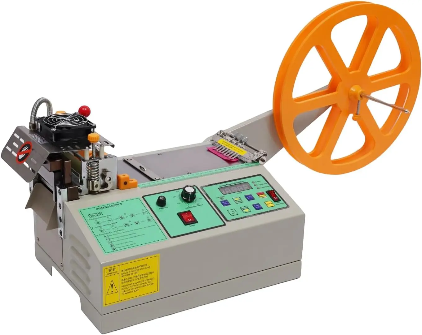 

Webbing Cutting Machine 110V Automatic Webbing Cutter 4.33inch Hot & Cold Cutting Machine 60-120 PCS/Min Ribbon Cutter for Cutti