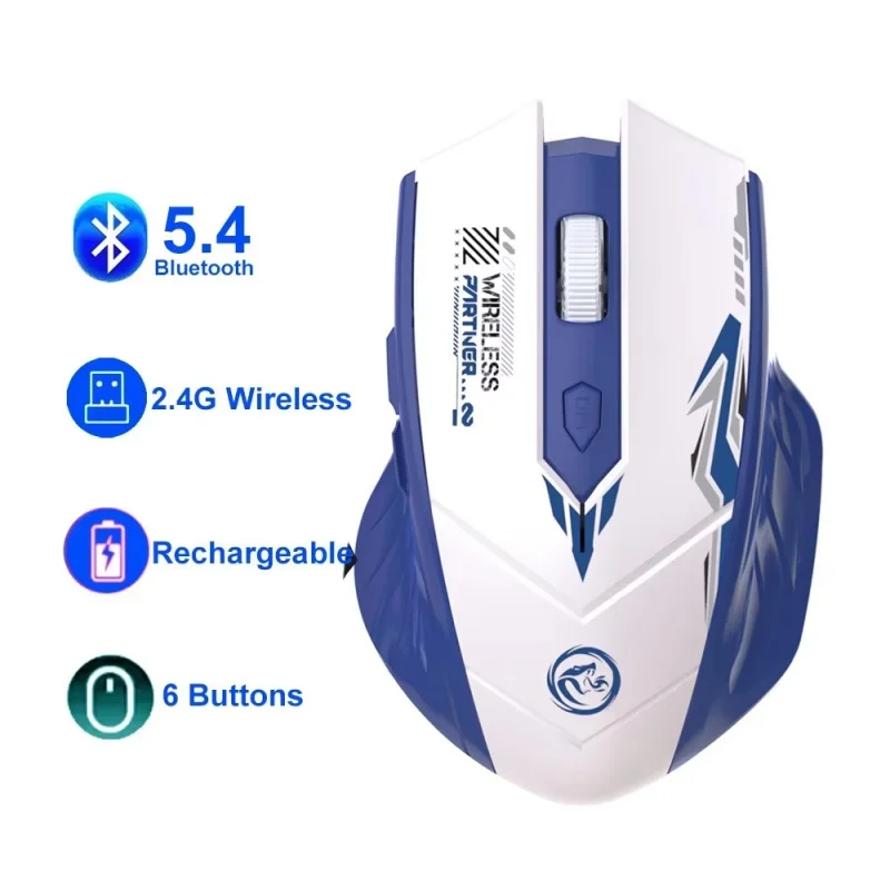 

Беспроводная мышь 2,4G, Bluetooth-мышь, двухрежимная игровая мышь, перезаряжаемая мышь для киберспорта, 1600 точек на дюйм, игровая мышь для ПК, компьютерная мышь