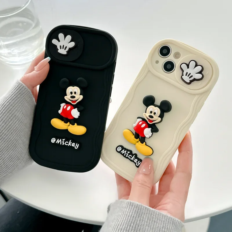 Mickey Mouse mittens Push window Lens Protection Case For iPhone 15 14 13 12 11 Pro Max 14 Plus case Cute Cover Sweet Phone Case