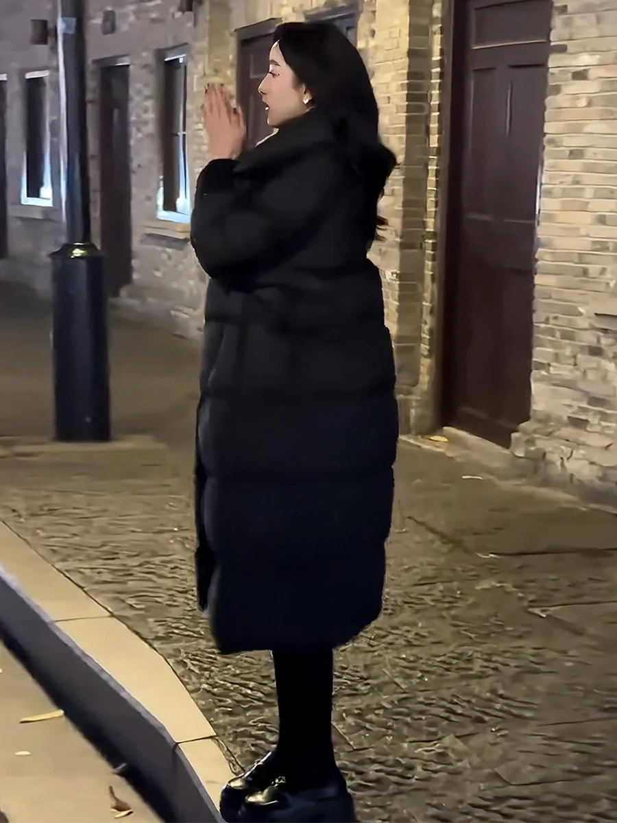 Chaqueta de Plumón Blanca con Forro de Felpa para Mujer, Cuello Grande, Combinable con Todo, Nueva Llegada