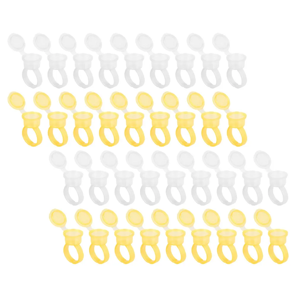 

100pcs Pigment Ring Cups Sealable Lid Lightweight Flexible Ink Container For Beauty Salon Eyelash Glue Holder
